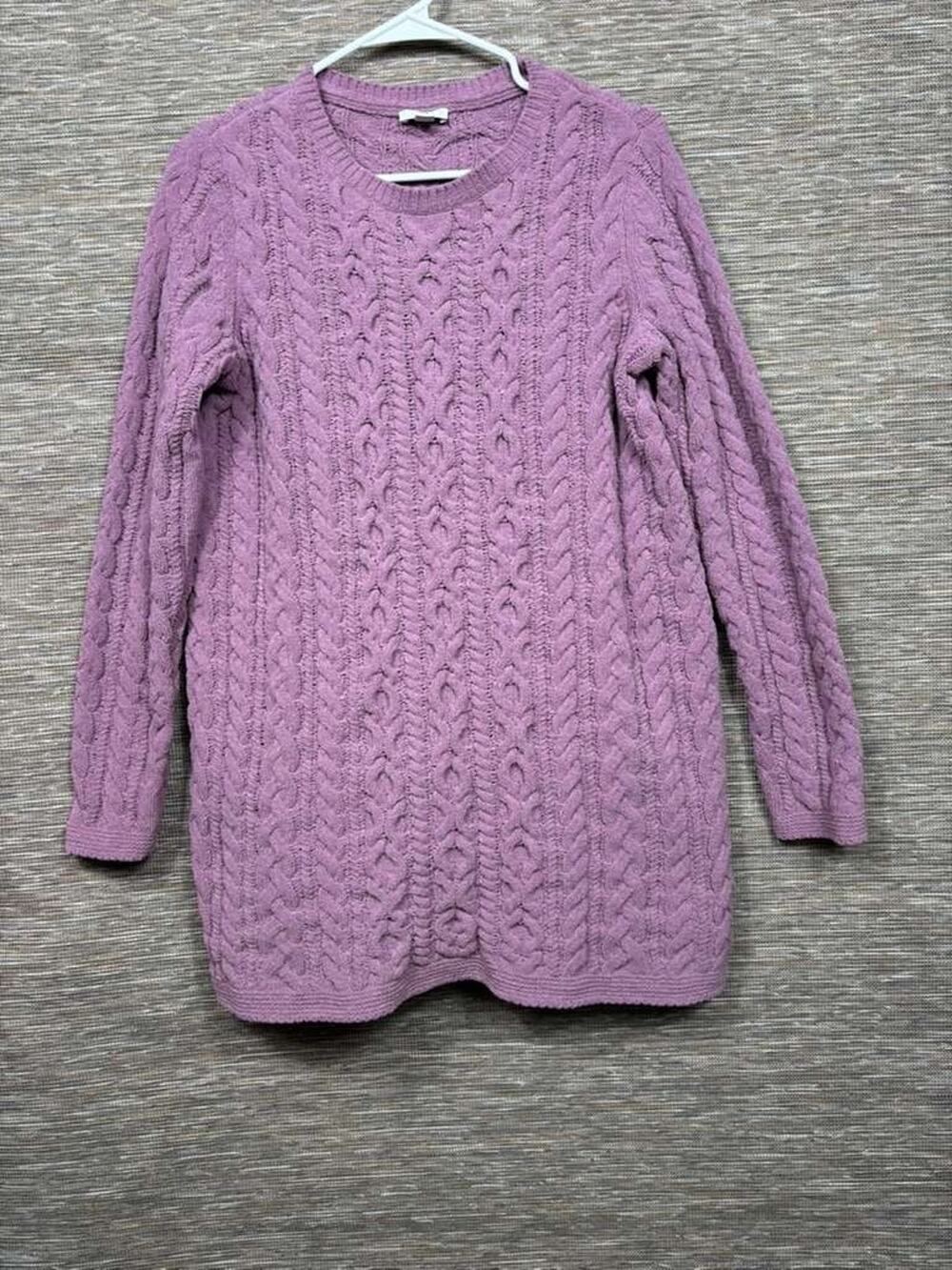 J Jill Sweater Womens Size S Purple Cable Knit Pullover 100% Polyester Cozy